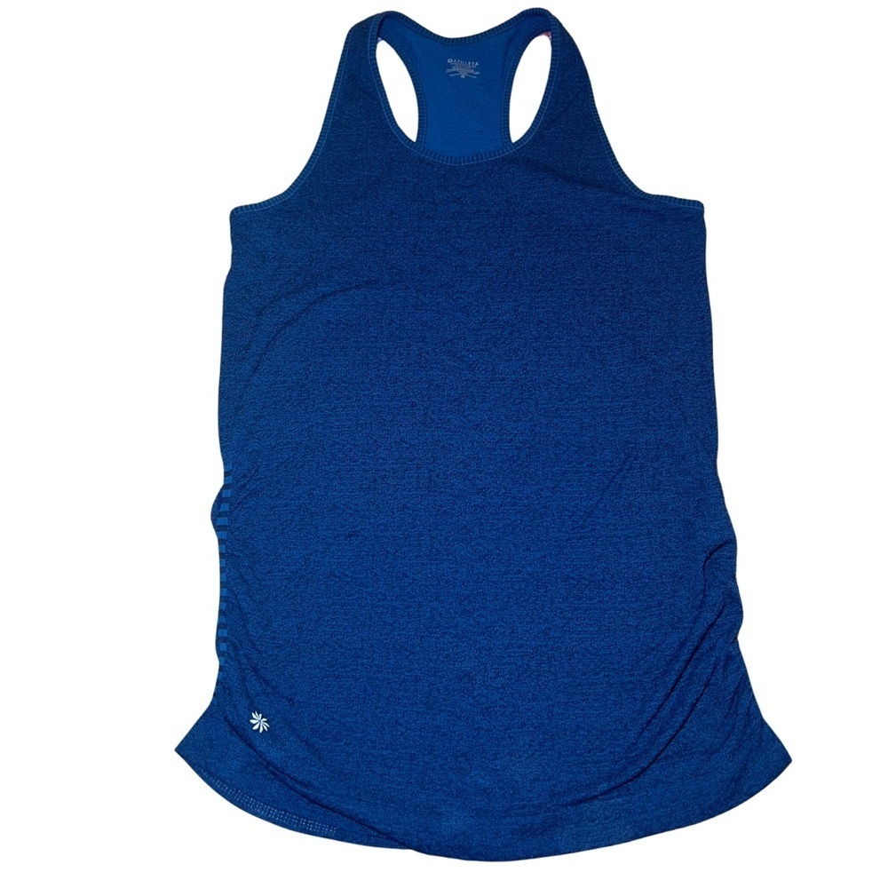 Athleta Racerback Top Womens Size M Activewear Blue Space Dye Gym Rouching